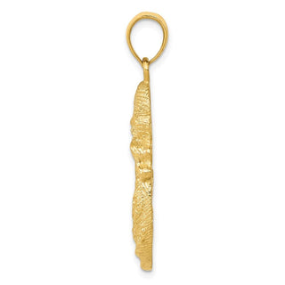 14k Yellow Gold Solid Satin Polished Mother Holding Child Pendant