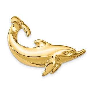14k Yellow Gold Dolphin with Tail Up Slide Pendant