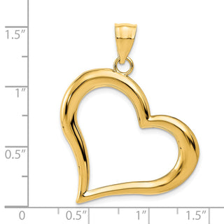 14k Yellow Gold Polished Dangling Heart Pendant D2891