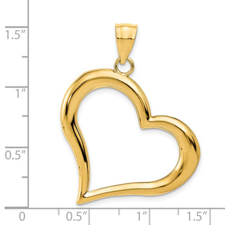 14k Yellow Gold Polished Dangling Heart Pendant D2891