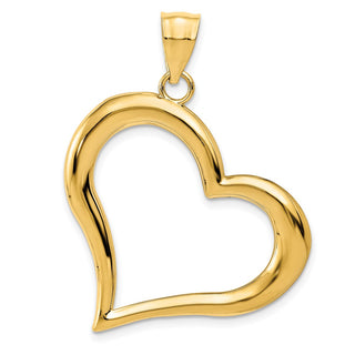 14k Yellow Gold Polished Dangling Heart Pendant D2891
