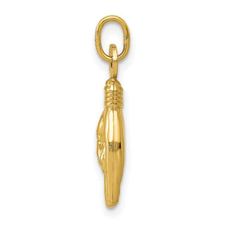 14k Yellow Gold 3D Rock On Sign Charm