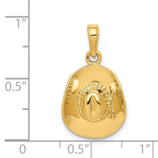 14k Yellow Gold 3-D Cowboy Hat Pendant