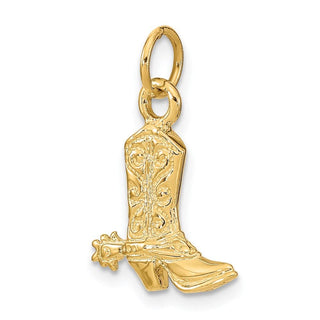 14k Yellow Gold 3-D Cowboy Boot Pendant
