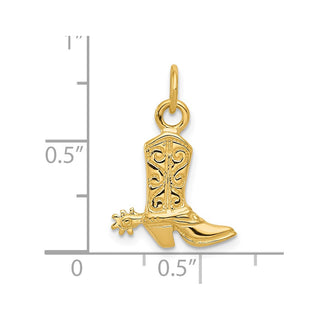14k Yellow Gold 3-D Cowboy Boot Pendant