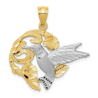 14k Yellow and White Gold Hummingbird Pendant