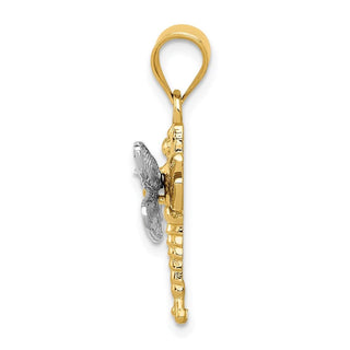 14k Yellow and White Gold Dragonfly Pendant