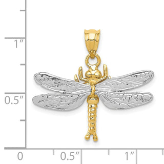 14k Yellow and White Gold Dragonfly Pendant