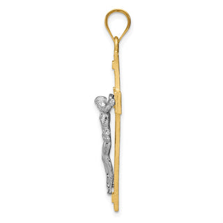 14k Yellow and White Gold Inri Latin Crucifix Pendant D31