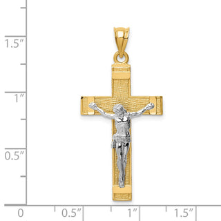 14k Yellow and White Gold Inri Latin Crucifix Pendant D31