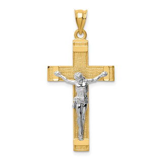 14k Yellow and White Gold Inri Latin Crucifix Pendant D31