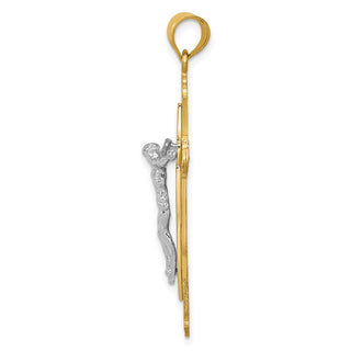 14k Yellow and White Gold Crucifix Pendant D32