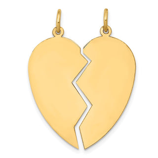 14k Yellow Gold 2 Piece Heart Charm
