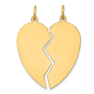 14k Yellow Gold 2 Piece Heart Charm