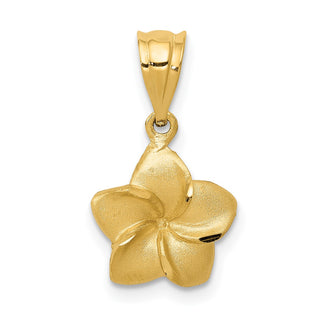 14k Yellow Gold Plumeria Floral Pendant D330
