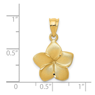 14k Yellow Gold Plumeria Floral Pendant D331