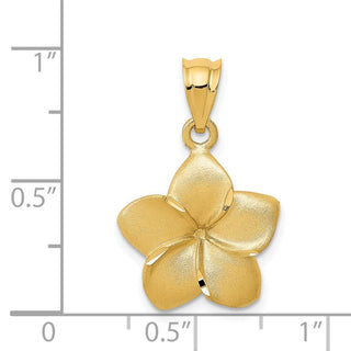 14k Yellow Gold Plumeria Floral Pendant D331