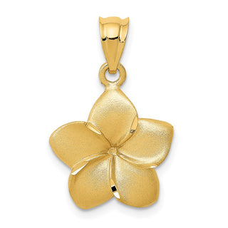 14k Yellow Gold Plumeria Floral Pendant D331