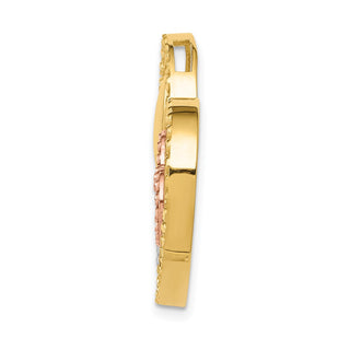 14k Yellow and Rose Gold w/Rhodium Heart Slide Pendant