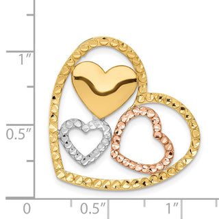 14k Yellow and Rose Gold w/Rhodium Heart Slide Pendant