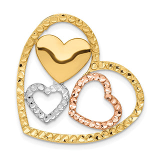 14k Yellow and Rose Gold w/Rhodium Heart Slide Pendant
