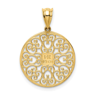 14k Yellow Gold Fancy Filigree / Diamond-cut Pendant