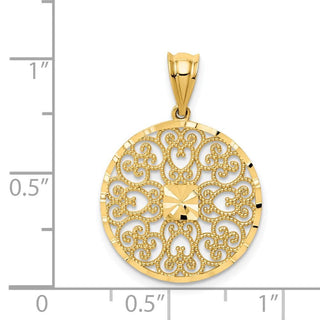 14k Yellow Gold Fancy Filigree / Diamond-cut Pendant