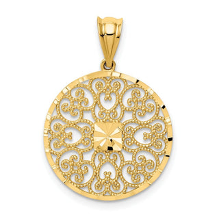 14k Yellow Gold Fancy Filigree / Diamond-cut Pendant