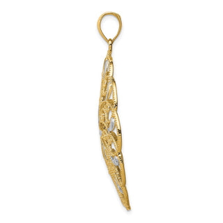 14k Yellow Gold and White Rhodium Meridian Swirl Pendant