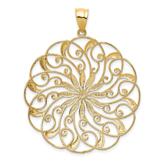 14k Yellow Gold and White Rhodium Meridian Swirl Pendant