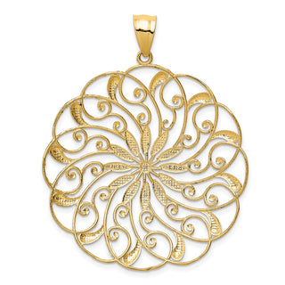 14k Yellow Gold and White Rhodium Meridian Swirl Pendant