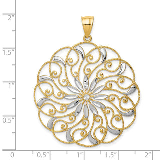 14k Yellow Gold and White Rhodium Meridian Swirl Pendant