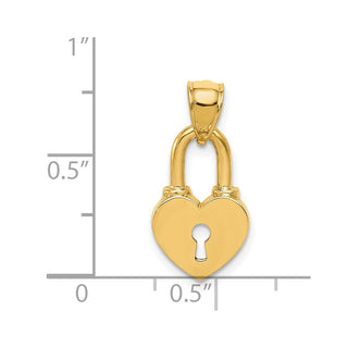 14k Yellow Gold Polished Heart Lock Pendant