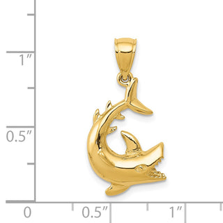 14k Yellow Gold Shark Pendant D3412