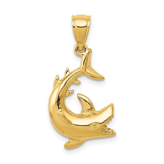 14k Yellow Gold Shark Pendant D3412