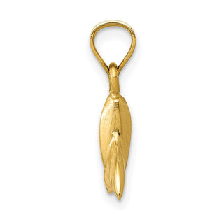 14k Yellow Gold 3D Whale Tail Pendant D3415
