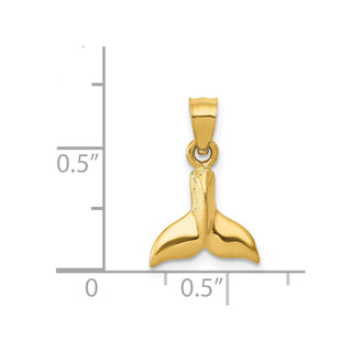 14k Yellow Gold 3D Whale Tail Pendant D3415