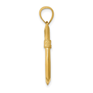 14k Yellow Gold 3D Whale Tail Hook Pendant D3417