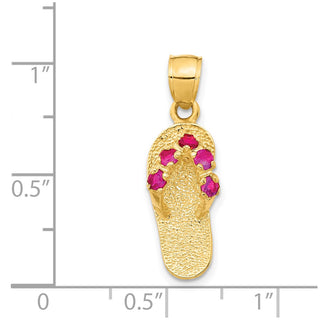 14k Yellow Gold January/CZ Simulated Birthstone Flip Flop Pendant