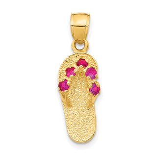 14k Yellow Gold January/CZ Simulated Birthstone Flip Flop Pendant