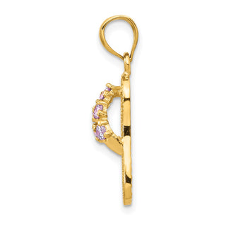 14k Yellow Gold February/CZ Simulated Birthstone Flip Flop Pendant
