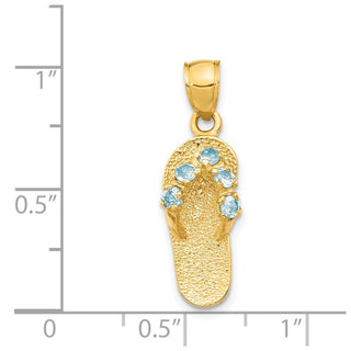 14k Yellow Gold March/CZ Simulated Birthstone Flip Flop Pendant