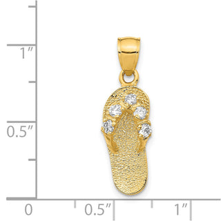 14k Yellow Gold April/CZ Simulated Birthstone Flip Flop Pendant