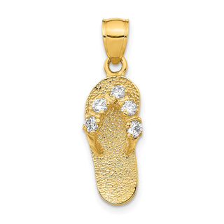 14k Yellow Gold April/CZ Simulated Birthstone Flip Flop Pendant