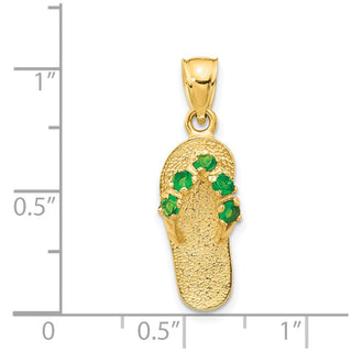 14k Yellow Gold May/CZ Simulated Birthstone Flip Flop Pendant
