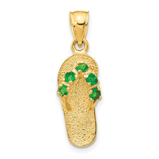 14k Yellow Gold May/CZ Simulated Birthstone Flip Flop Pendant