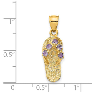 14k Yellow Gold June/CZ Simulated Birthstone Flip Flop Pendant