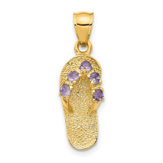 14k Yellow Gold June/CZ Simulated Birthstone Flip Flop Pendant
