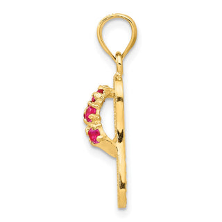 14k Yellow Gold July/CZ Simulated Birthstone Flip Flop Pendant