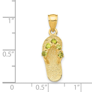 14k Yellow Gold August/CZ Simulated Birthstone Flip Flop Pendant